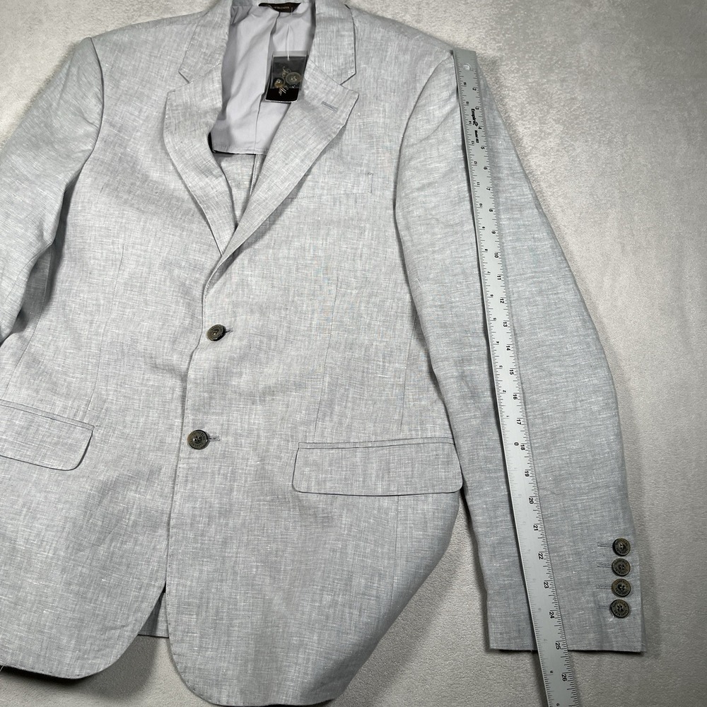 NWT-Tasso Elba Blazer Mens M Grey 100% Linen Sport Coat Jacket Island Summer - Picture 9 of 9